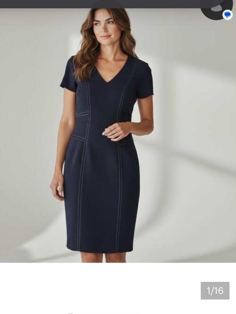 Brooks Brothers Navy V‑Neck Sheath4 0i Dress with Contrast Stitching
